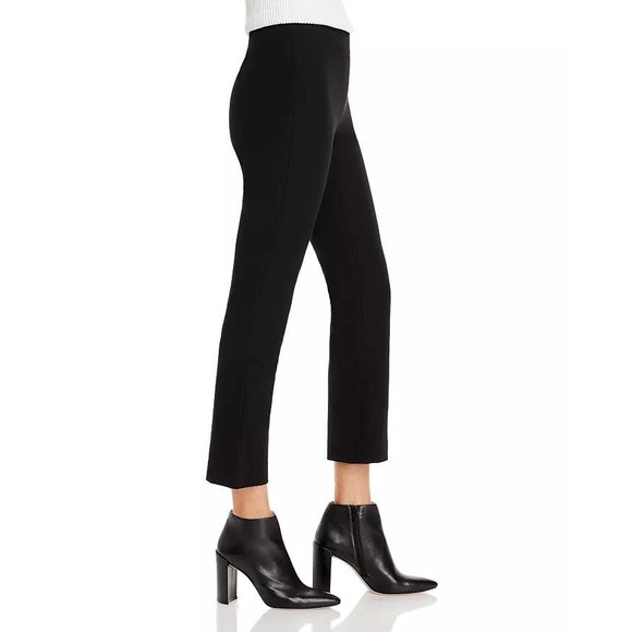 VINCE Black Velvet Cropped Split Hem Stretch Pants Pull On Style size Small - Picture 2 of 6